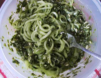 cucumber with kale pesto