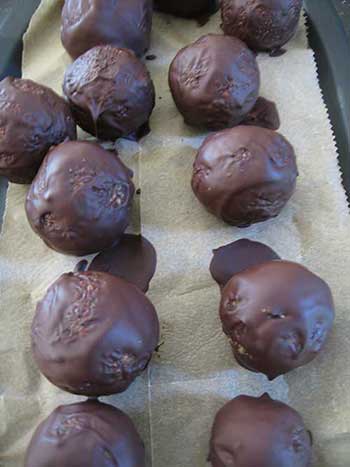 chocolate covered fruit and nut balls
