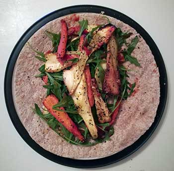 roasted vegetables in a wrap
